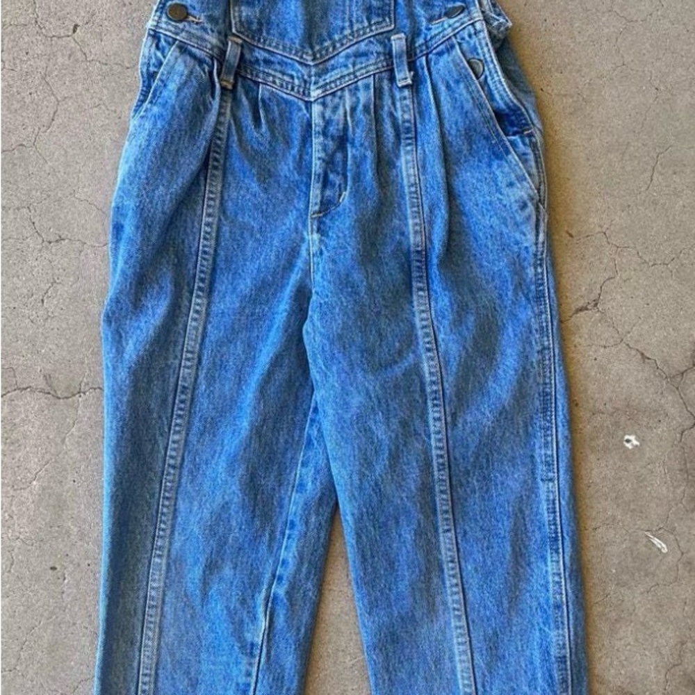 Girls Size 8 Guess Classic Blue Denim Overalls 80s Vintage - Picture 2 of 6